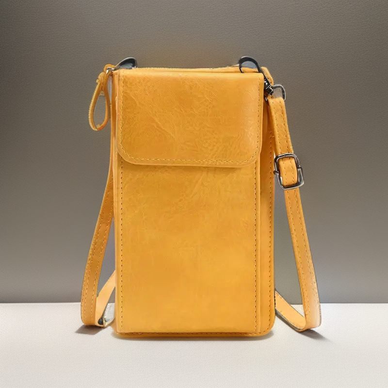 Women's Slim Zip Phone Crossbody Bag in Yellow by Juana Fashion