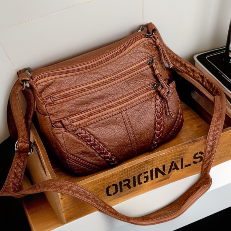 Women's Multi Pocket Braided Crossbody Bag in Brown by Juana Fashion