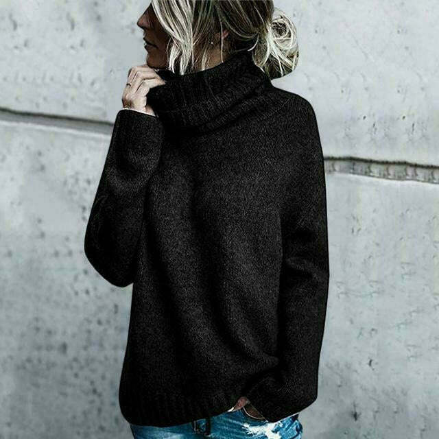 Women's Oversized Ribbed Turtleneck Sweater — View 5