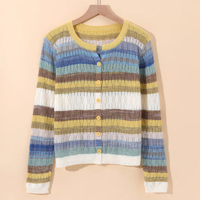 Women's Striped Cotton Cardigan | Sorento in Blue - Juana Fashion