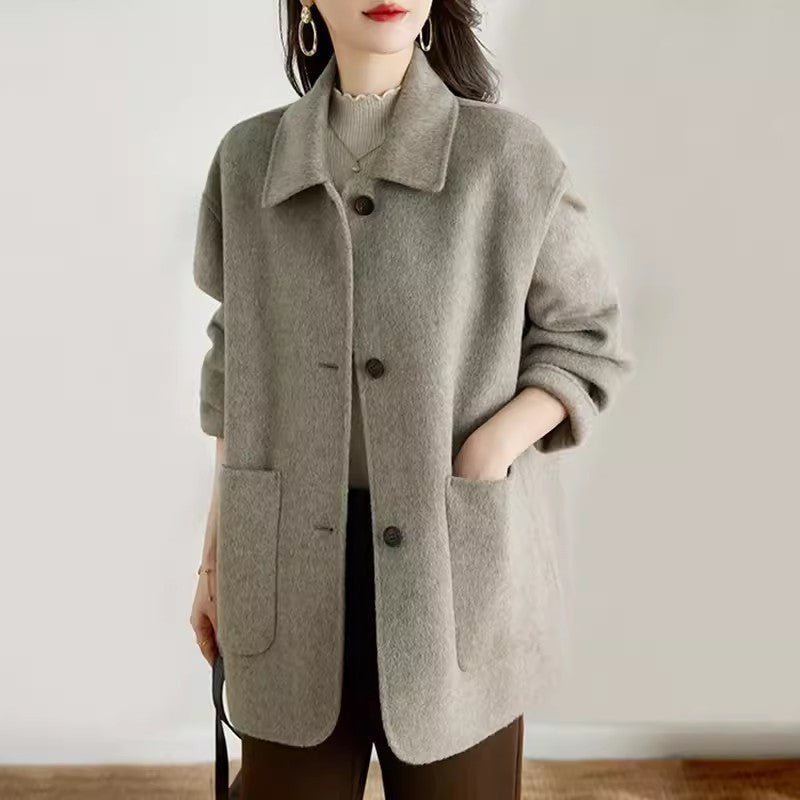 Women's Oversized Wool-Blend Coat | Harlow in Brown - Juana Fashion