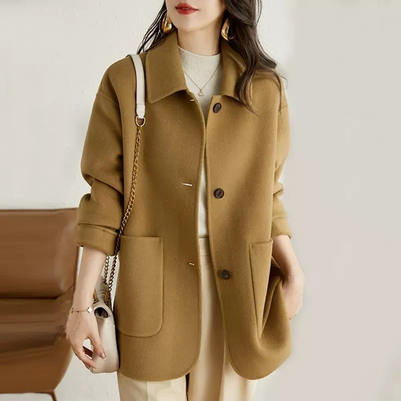 Women's Oversized Wool-Blend Coat | Harlow in Brown - Juana Fashion