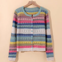 Women's Striped Cotton Cardigan | Sorento in Blue - Juana Fashion