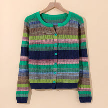 Women's Striped Cotton Cardigan | Sorento in Blue - Juana Fashion