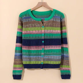 Women's Striped Cotton Cardigan | Sorento in Blue - Juana Fashion