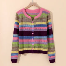 Women's Striped Cotton Cardigan | Sorento in Blue - Juana Fashion