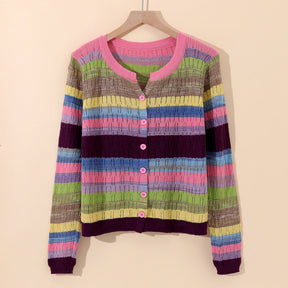 Women's Striped Cotton Cardigan | Sorento in Blue - Juana Fashion