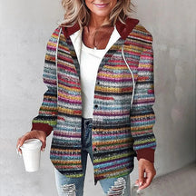 Women's Hooded Plaid Jacket | Annika in Dark Red - Juana Fashion