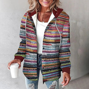 Women's Hooded Plaid Jacket | Annika in Green - Juana Fashion