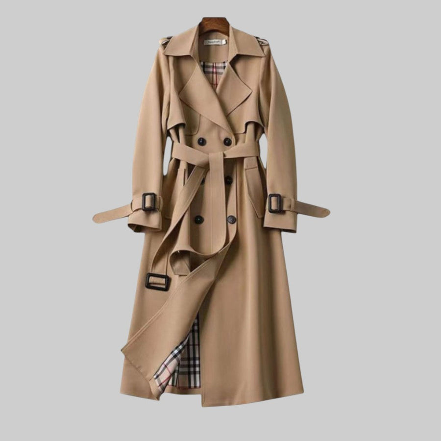 Women's Belted Double-Breasted Trench Coat | Helga in Beige - Juana Fashion