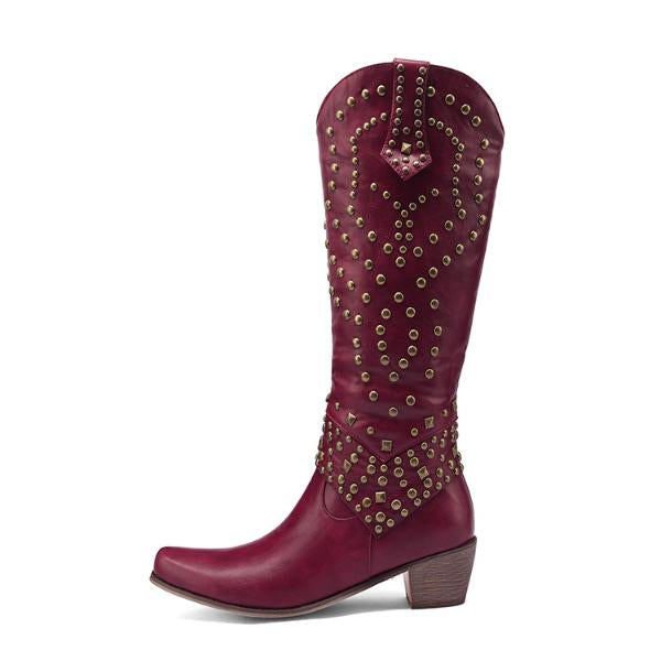Women's Studded Knee High Boots — View 15