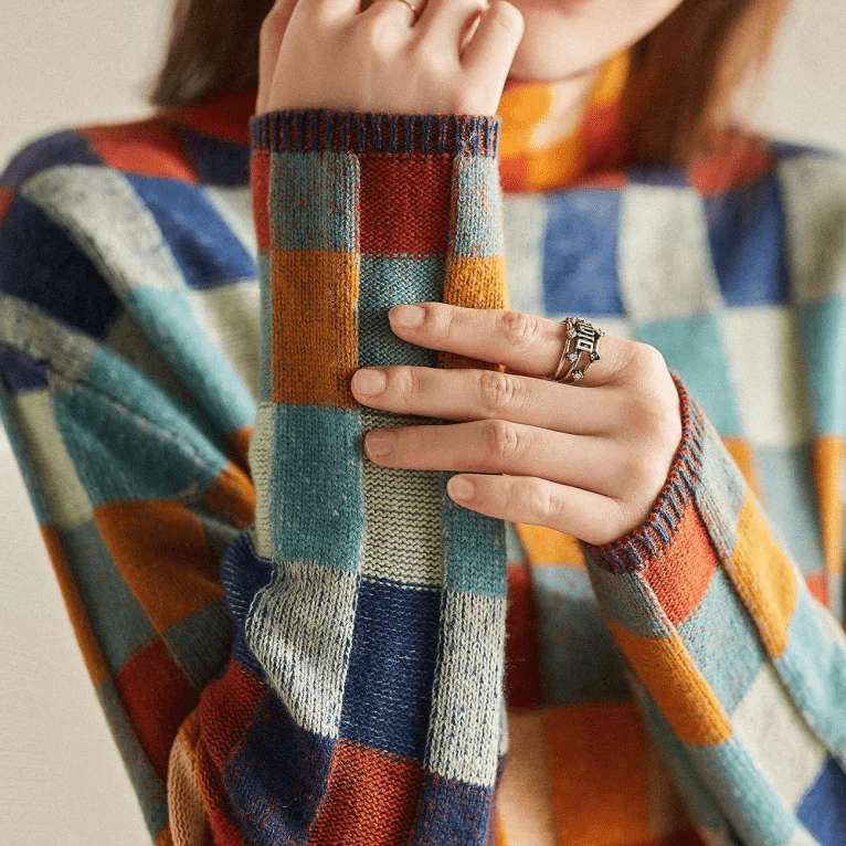 Women's Patchwork Turtleneck Sweater — View 2