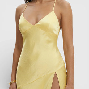 Women's V-Neck Maxi Prom Dress with Slit & Lace-Up Back | Keira