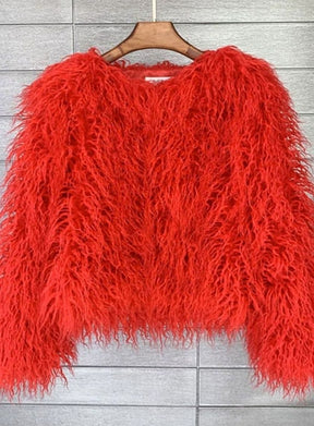 Women's Short Faux Fur Coat | Mia in Bright Pink - Juana Fashion