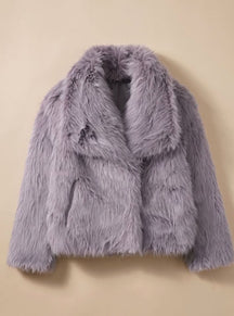 Women's Short Fluffy Faux Fur Coat | Marie in Black - Juana Fashion