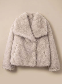 Women's Short Fluffy Faux Fur Coat | Marie in Black - Juana Fashion