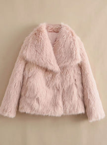 Women's Short Fluffy Faux Fur Coat | Marie in Black - Juana Fashion