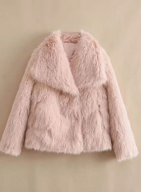 Women's Short Fluffy Faux Fur Coat | Marie in Black - Juana Fashion