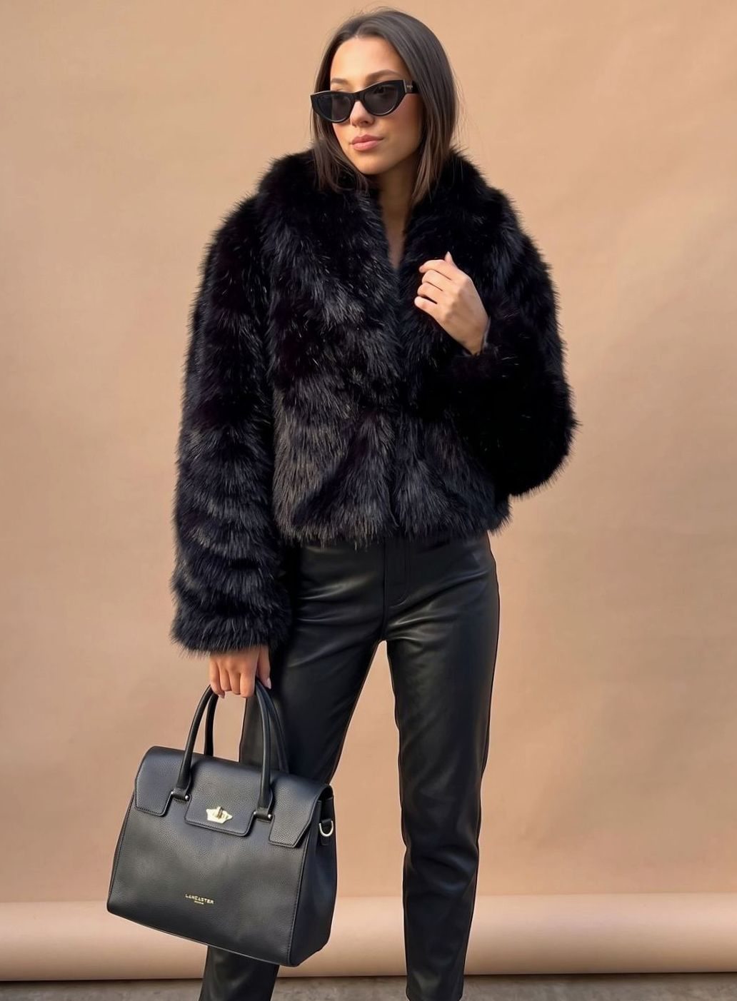 Women's Short Fluffy Faux Fur Coat | Marie in Brown - Juana Fashion