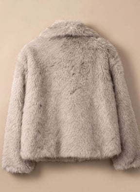 Women's Short Fluffy Faux Fur Coat | Marie in Brown - Juana Fashion