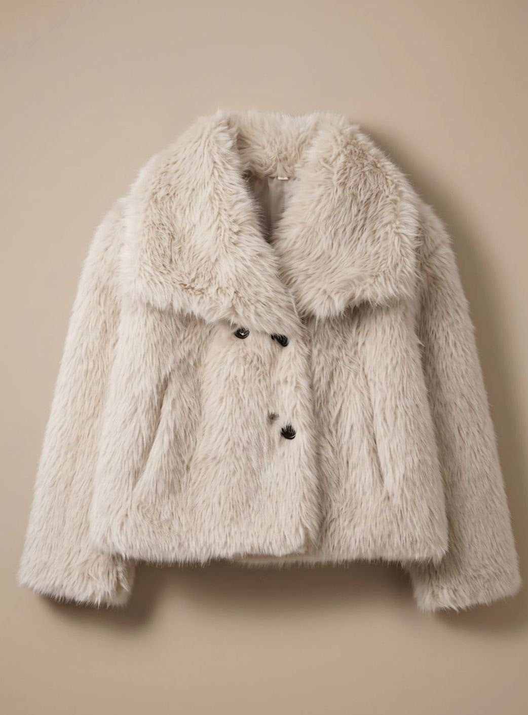 Women's Short Fluffy Faux Fur Coat | Marie in Beige - Juana Fashion