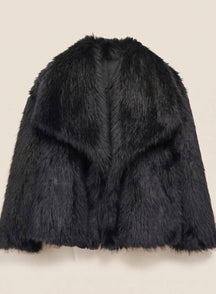 Women's Short Fluffy Faux Fur Coat | Marie in Beige - Juana Fashion