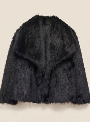 Women's Short Fluffy Faux Fur Coat | Marie in Beige - Juana Fashion