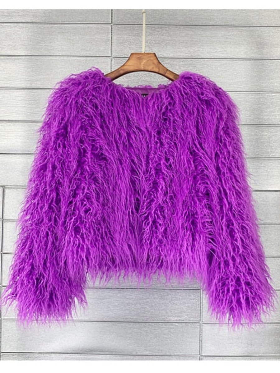 Women's Long-Pile Faux Fur Coat | Marlene in White - Juana Fashion