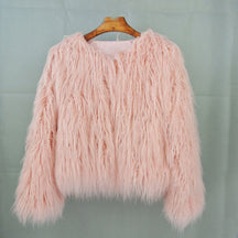 Women's Long-Pile Faux Fur Coat | Marlene in White - Juana Fashion
