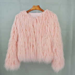 Women's Long-Pile Faux Fur Coat | Marlene in White - Juana Fashion