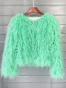 Women's Long-Pile Faux Fur Coat | Marlene in White - Juana Fashion