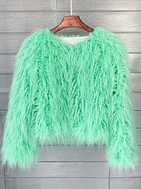 Women's Long-Pile Faux Fur Coat | Marlene in White - Juana Fashion