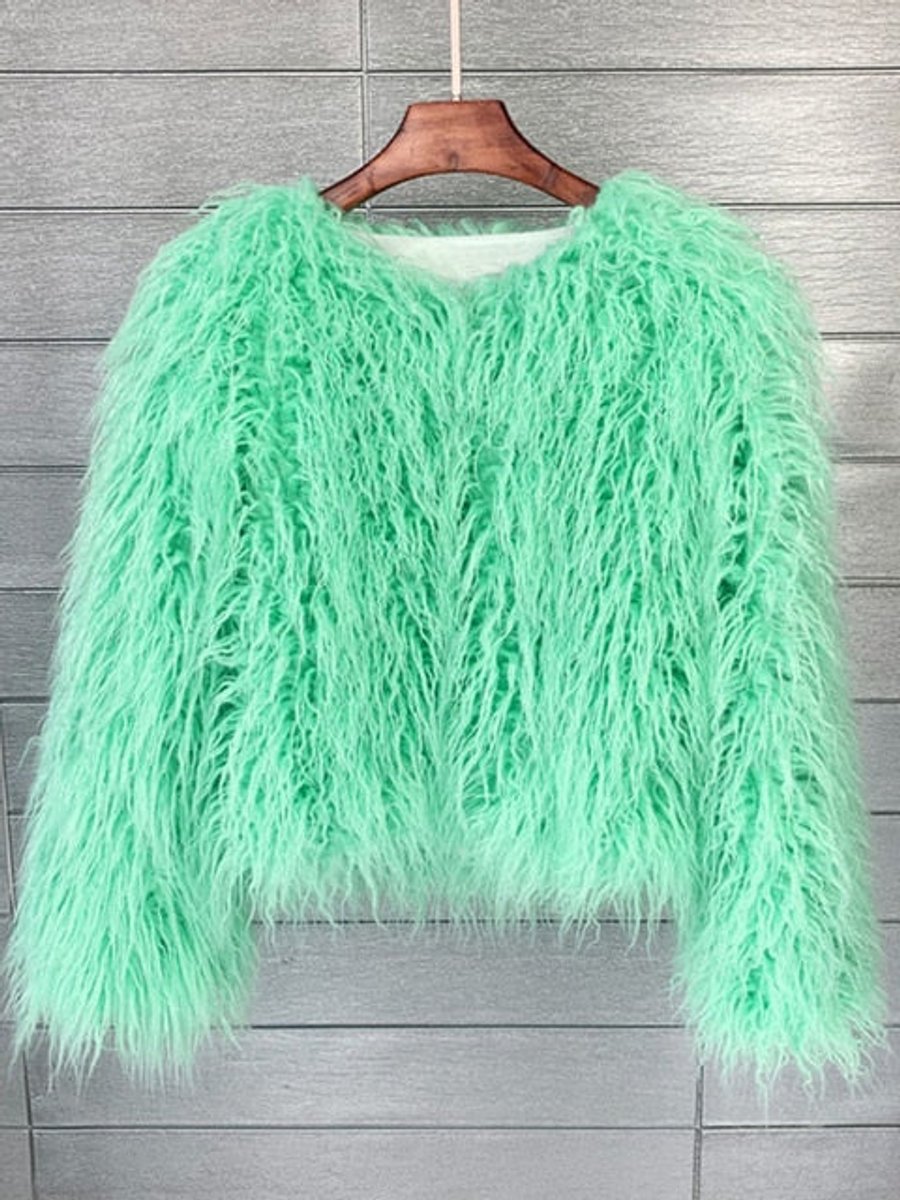 Women's Long-Pile Faux Fur Coat | Marlene in White - Juana Fashion