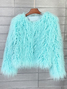 Women's Long-Pile Faux Fur Coat | Marlene in White - Juana Fashion