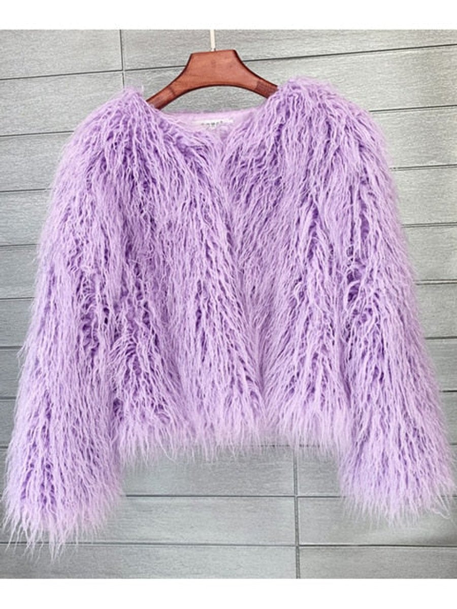 Women's Long-Pile Faux Fur Coat | Marlene in White - Juana Fashion