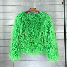 Women's Long-Pile Faux Fur Coat | Marlene in Bright Pink - Juana Fashion