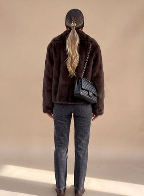 Women's Faux Fur Coat with Classic Collar | Johanna - Juana Fashion