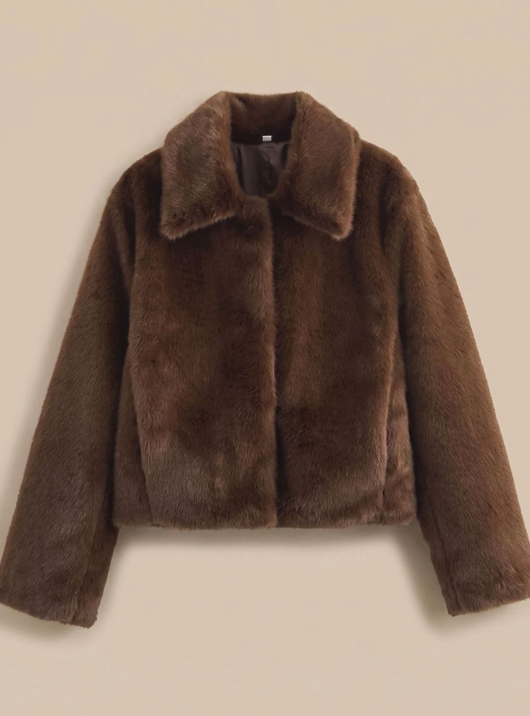 Women's Faux Fur Coat with Classic Collar | Johanna in Dark Brown - Juana Fashion