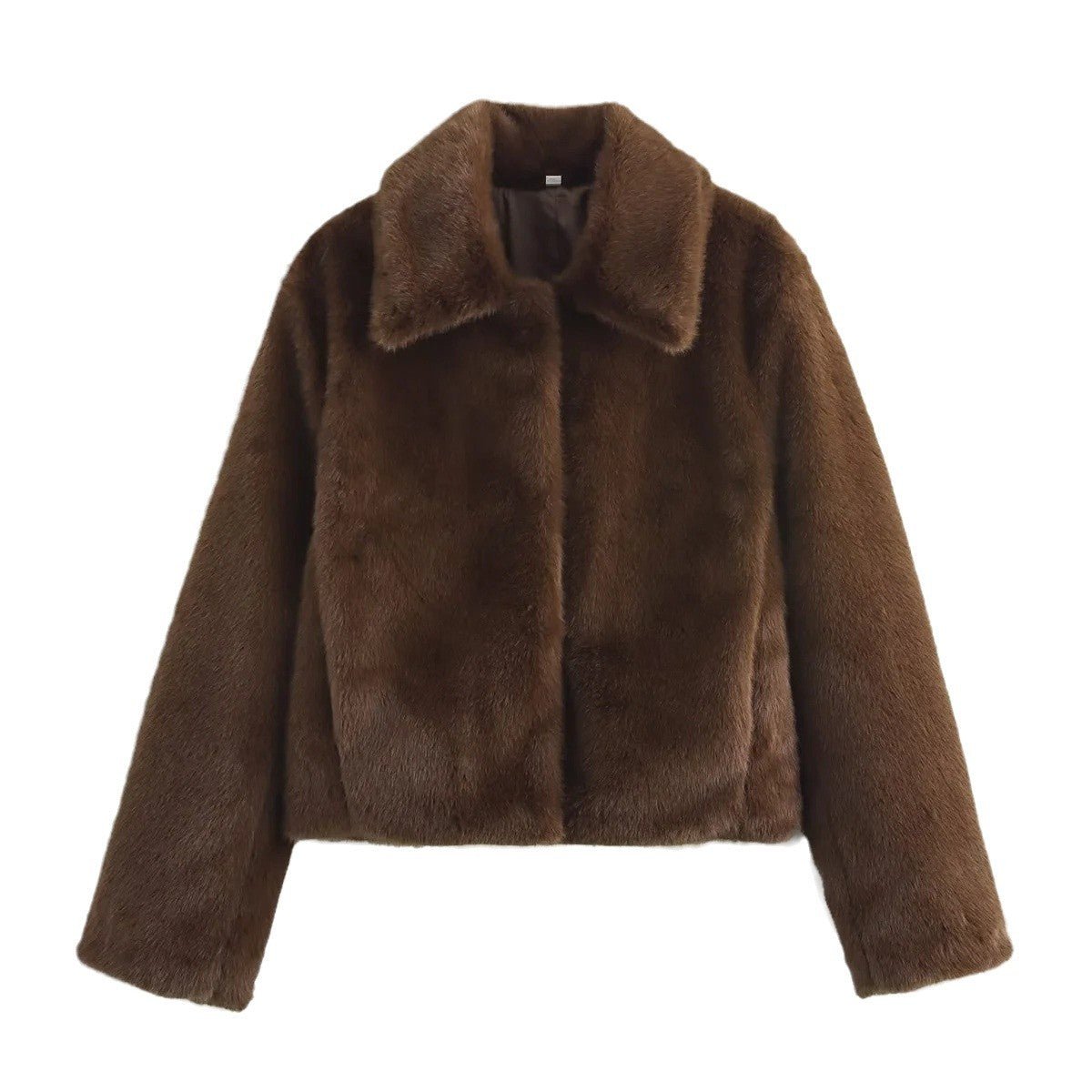 Women's Cropped Faux Fur Jacket with Collar | Emilia - Juana Fashion