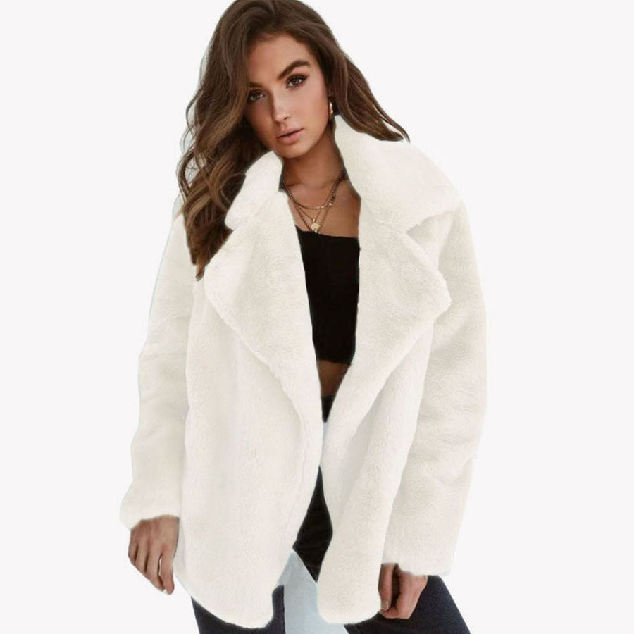 Women's Short Oversized Sherpa Coat | Emilia in Black - Juana Fashion