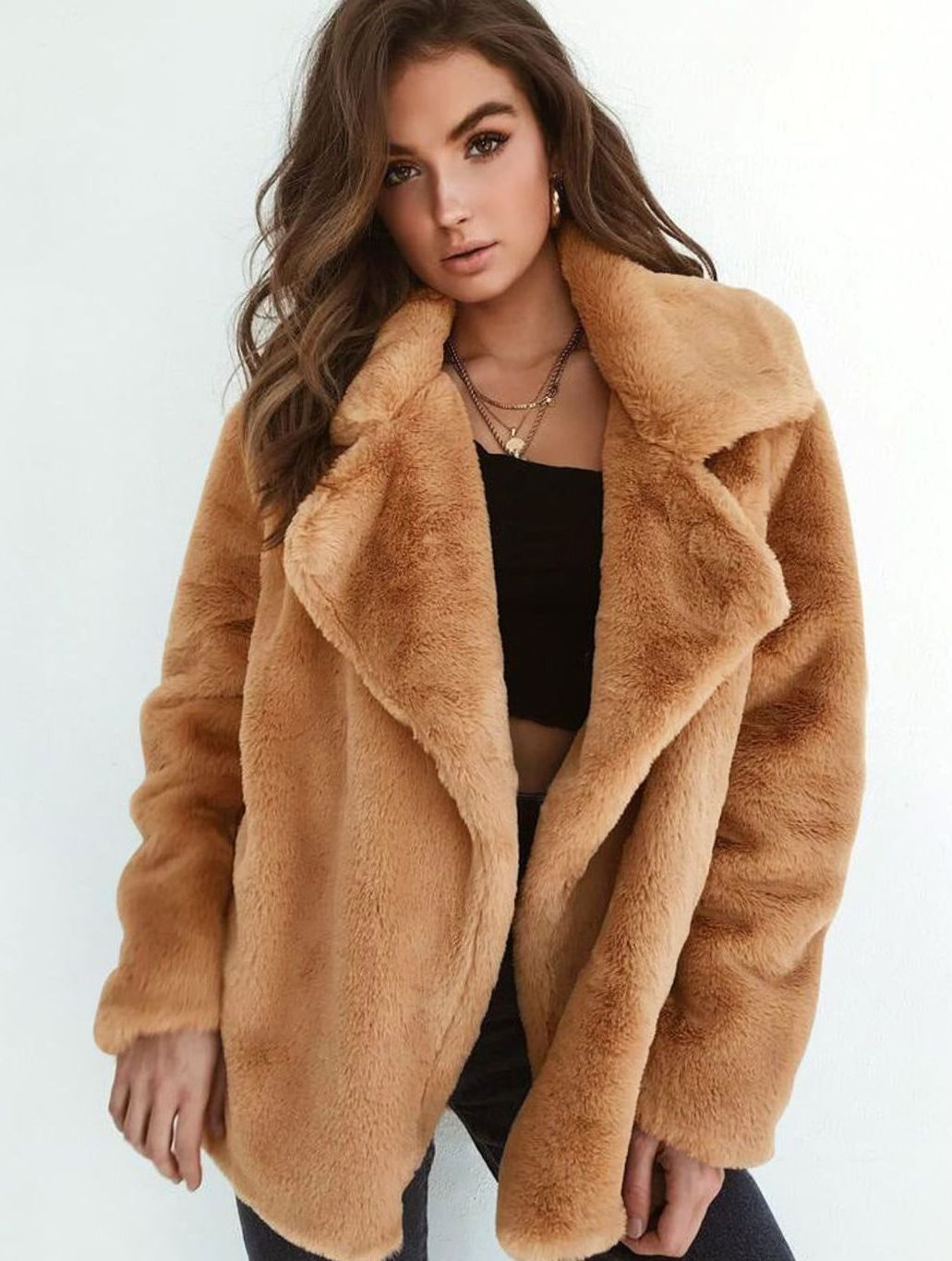 Women's Short Oversized Sherpa Coat | Emilia in White - Juana Fashion