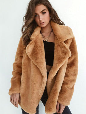 Women's Short Oversized Sherpa Coat | Emilia in White - Juana Fashion