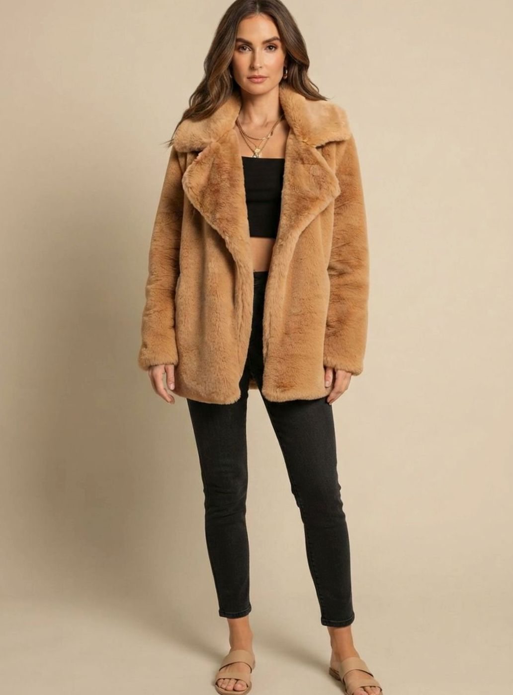 Women's Short Oversized Sherpa Coat | Emilia in White - Juana Fashion