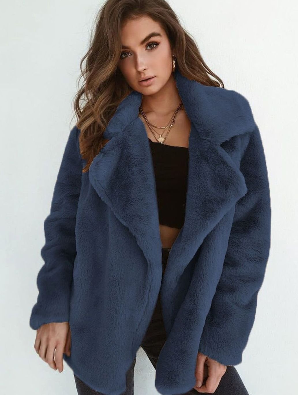Women's Short Oversized Sherpa Coat | Emilia in White - Juana Fashion