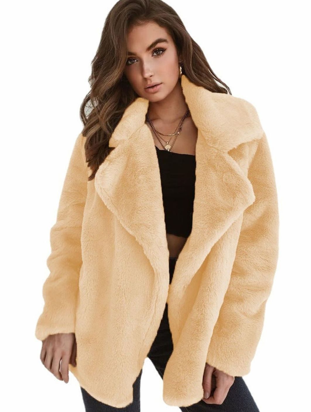 Women's Short Oversized Sherpa Coat | Emilia in White - Juana Fashion