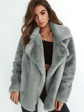 Women's Short Oversized Sherpa Coat | Emilia in Black - Juana Fashion