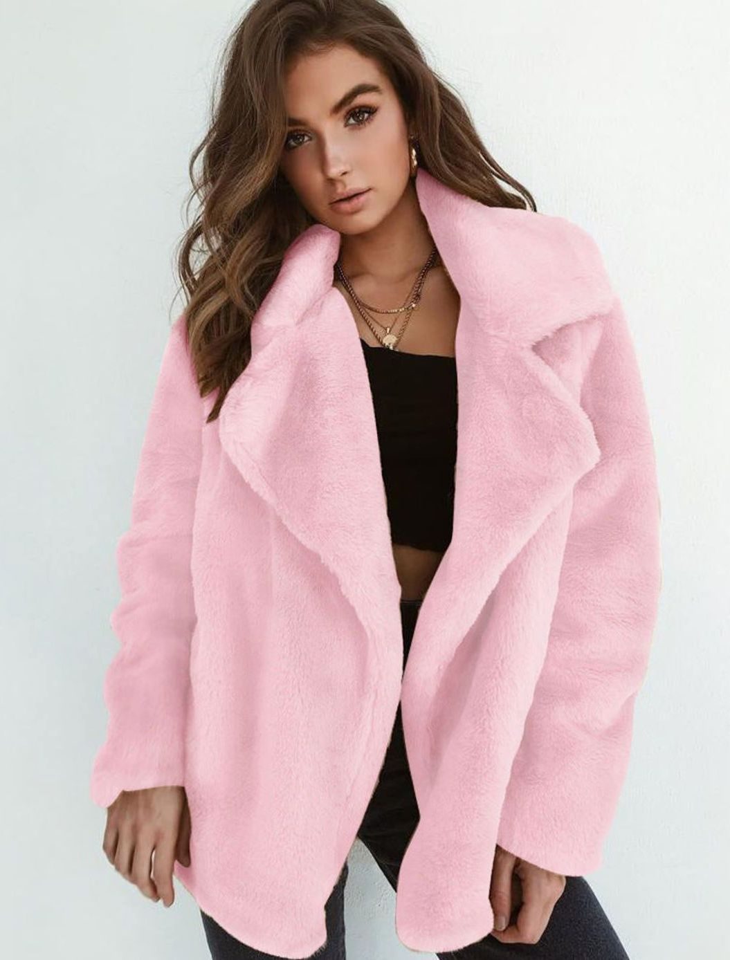 Women's Short Oversized Sherpa Coat | Emilia in White - Juana Fashion