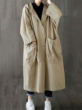 Women's Oversized Water-Repellent Hooded Trench Coat | Clara in Black - Juana Fashion