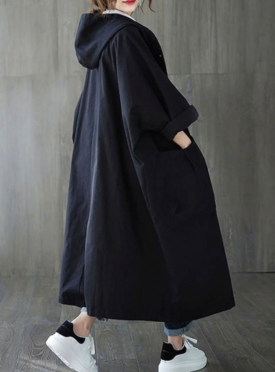 Women's Oversized Water-Repellent Hooded Trench Coat | Clara in Beige - Juana Fashion