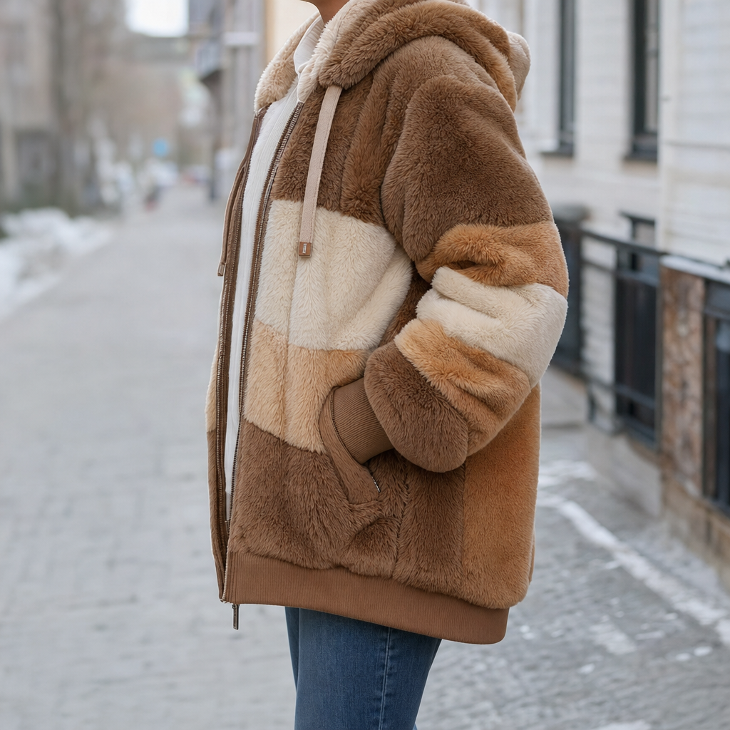 Women's Oversized Fleece Jacket | Larkhill in Caramel - Juana Fashion